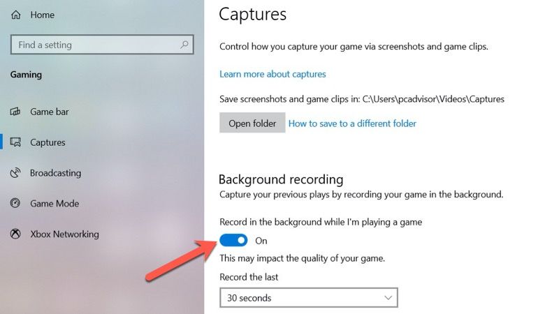 Windows 10 background recording
