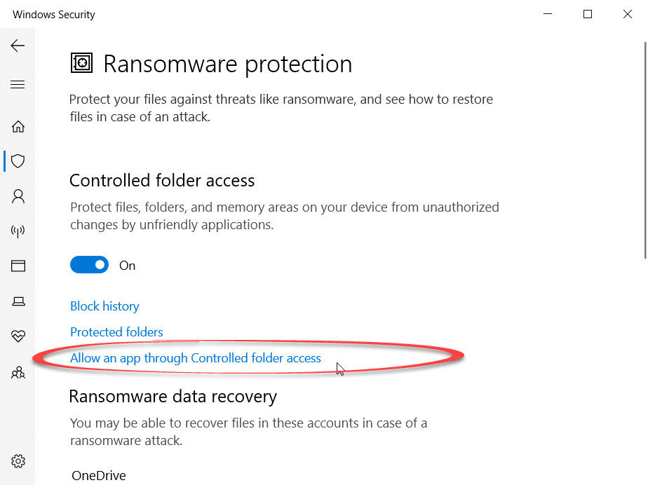 How to enable ransomware protection in Windows 10