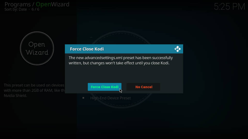 Fix Kodi Buffering with the Open Wizard Kodi Addon - Step 7