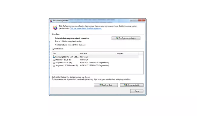 Windows Disk Defragmenter screenshot