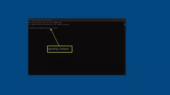 release command highlighted in command prompt